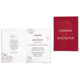 Zaproszenia ślubne Burgundy - Składane motyw 2