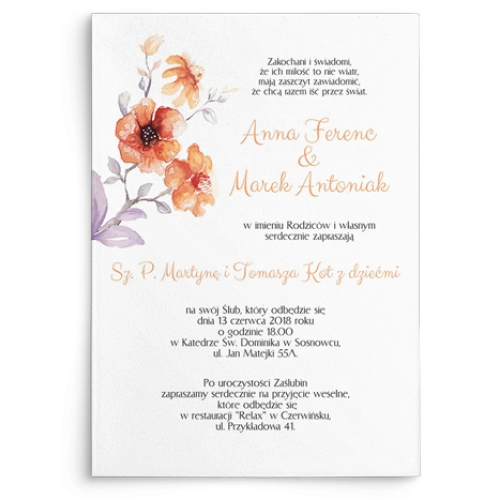 Zaproszenia ślubne Sweet Love - Motyw 6