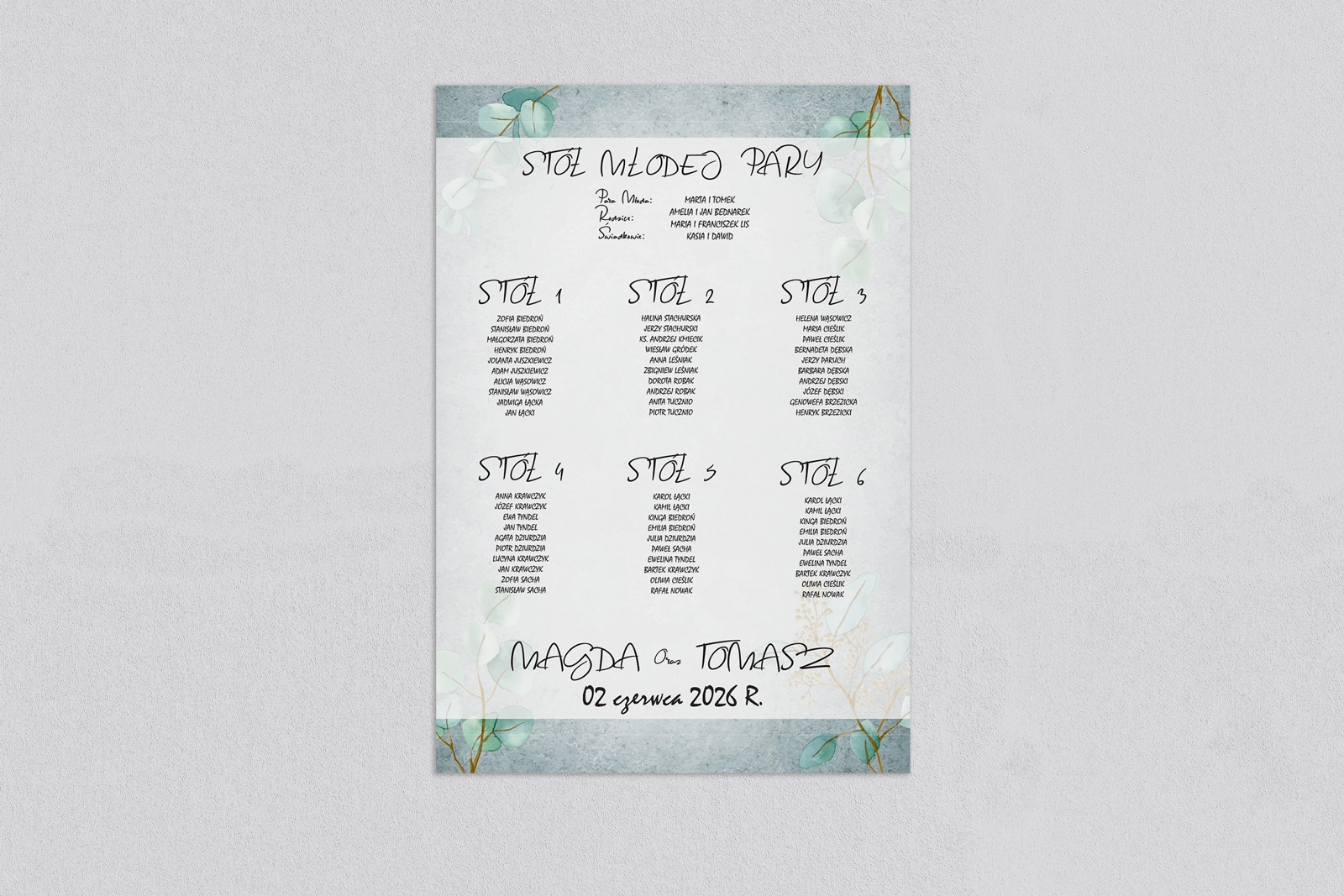 Plan stołów weselnych Mgiełka - Motyw 5