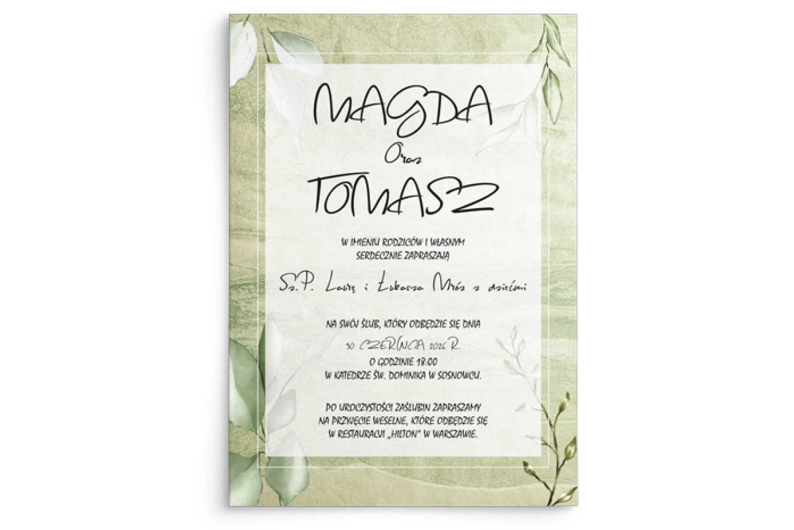 Zaproszenia ślubne Mgiełka - Motyw 1