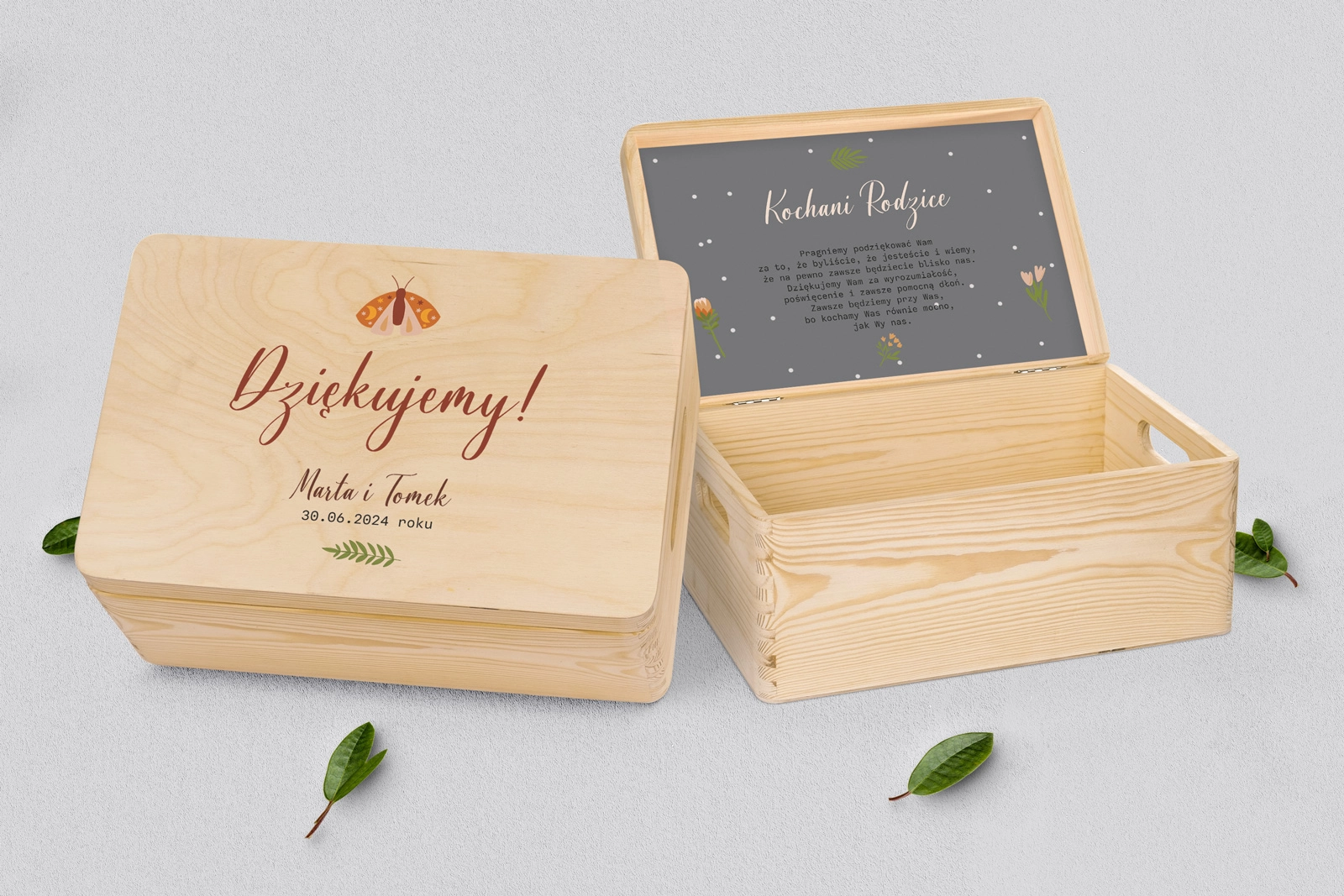 Skrzyneczka dla Rodziców - naturalna Butterflies - Motyw 3