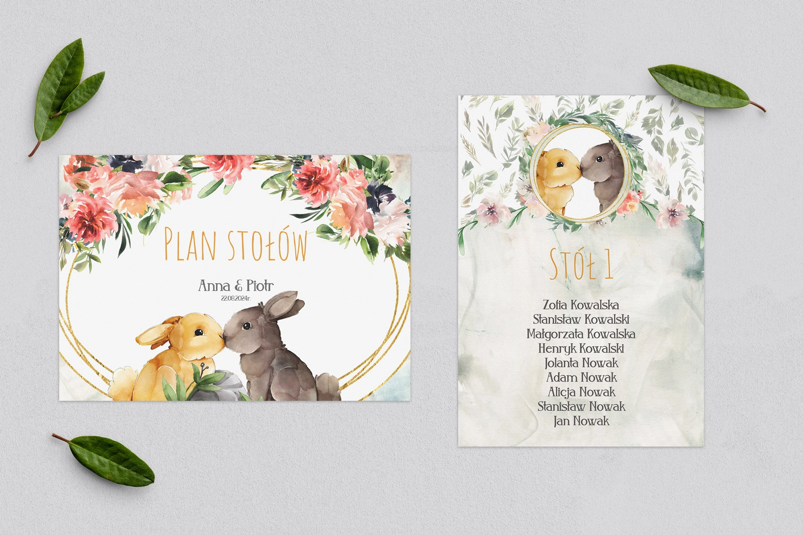 Plan Stołów - Karteczka Animals - Motyw 4