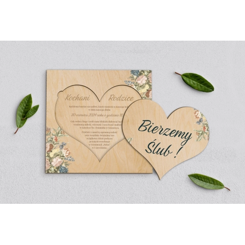 Drewniane Zaproszenie dla Rodziców - Rustic Summer Motyw 1