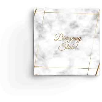 Zaproszenia ślubne Marmur & Złoto - Składane Kwadrat Motyw 2