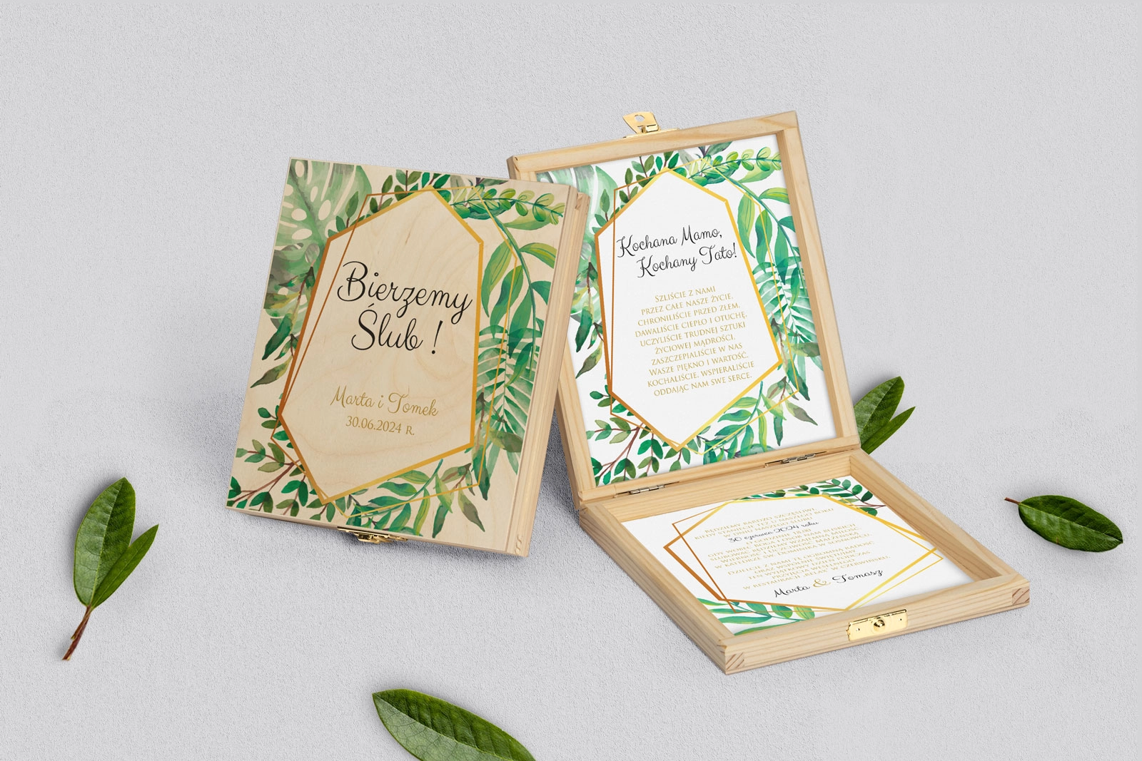 Zaproszenie dla Rodziców - naturalne Flowers & Frame Motyw 2