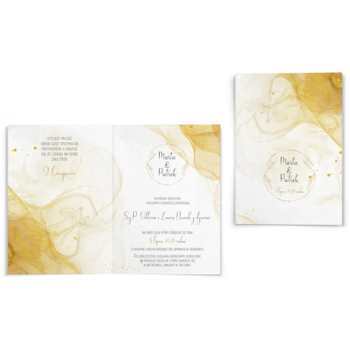 Zaproszenia ślubne Glamour Ink - Składane Motyw 1