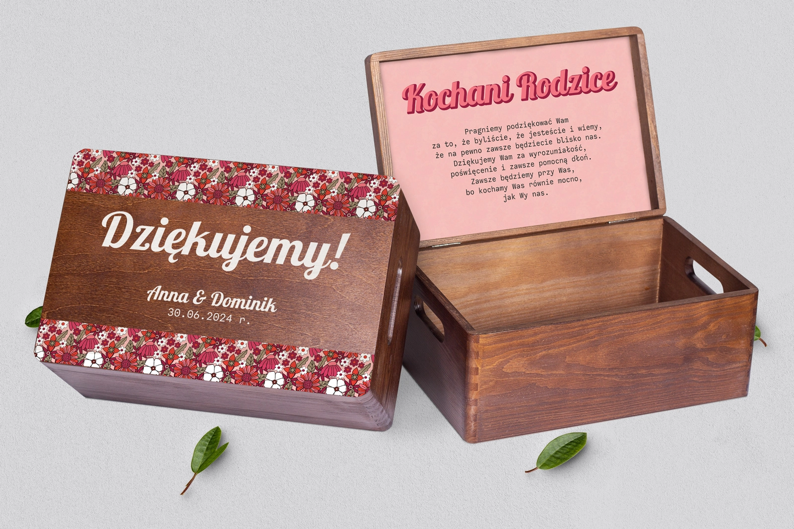 Skrzyneczka dla Rodziców - brązowa Retro Style Motyw 2