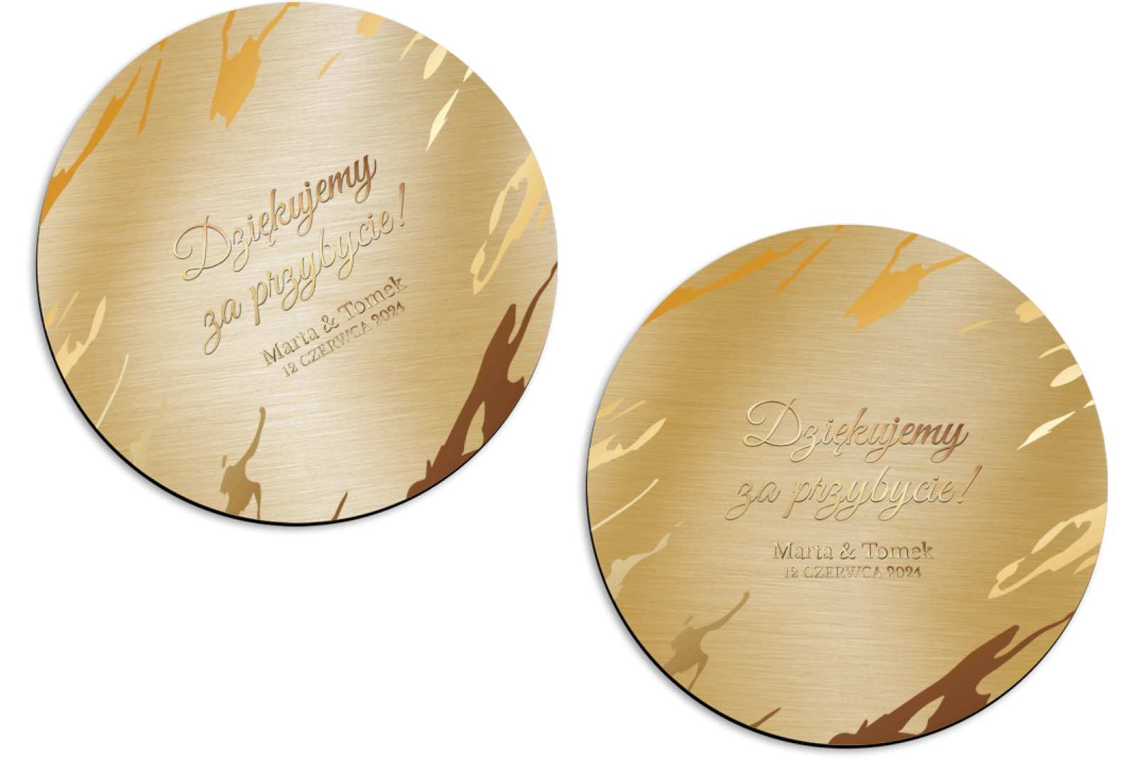 Magnes Okrągły - Marmur & Złoto - Motyw 3