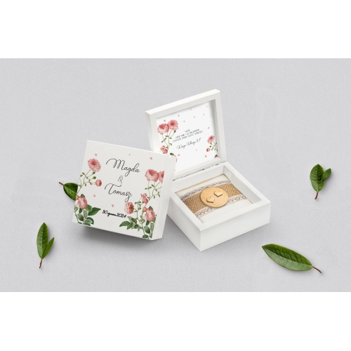 Pudełko na obrączki białe - Biały Czas - Motyw 5