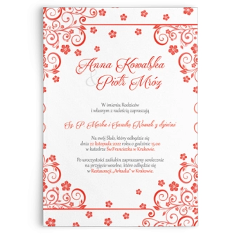 Zaproszenia ślubne Maja- Motyw Czerwone