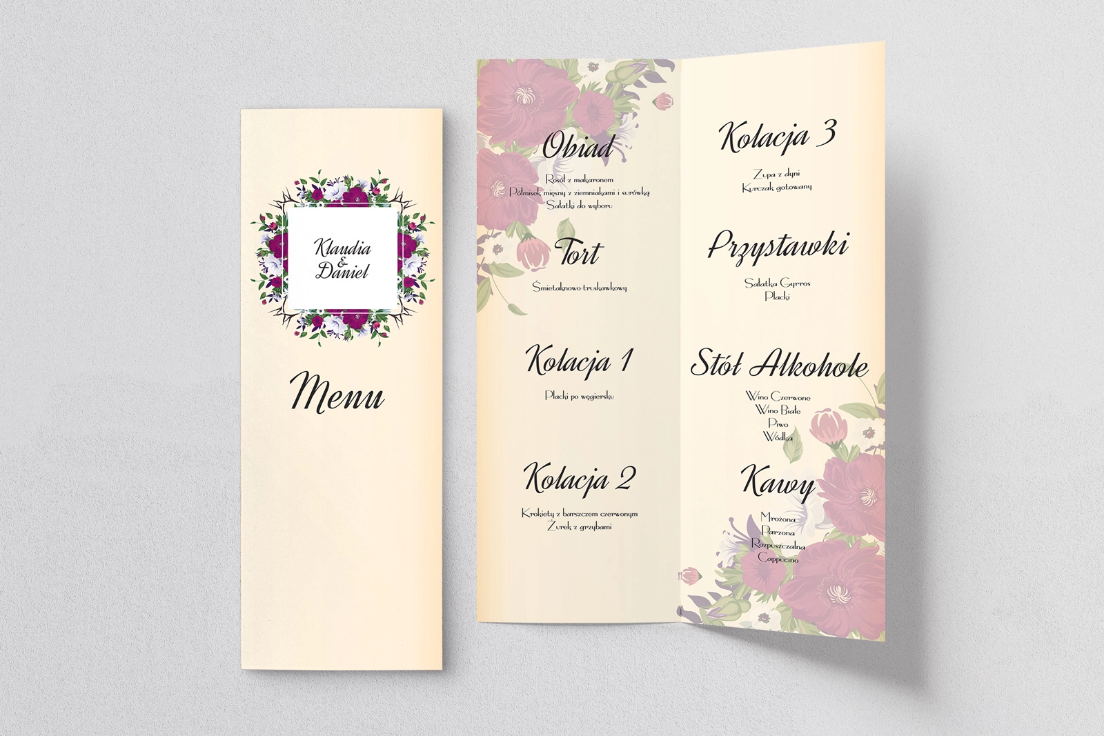 Menu Weselne love Motyw 10
