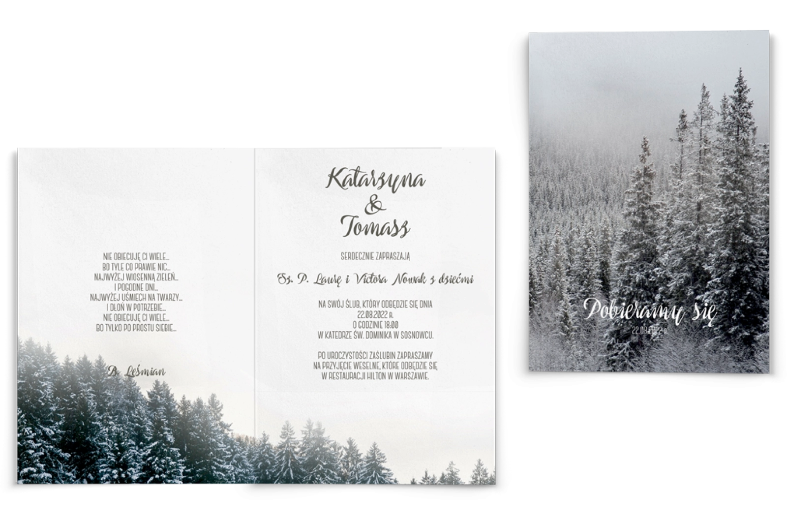 Zaproszenia ślubne Forest - Składane Motyw 4