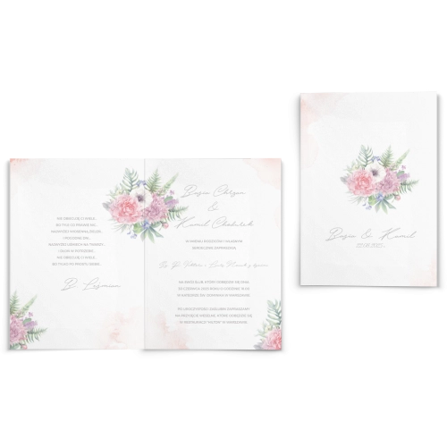 Zaproszenia ślubne Lili - Składane Motyw 2