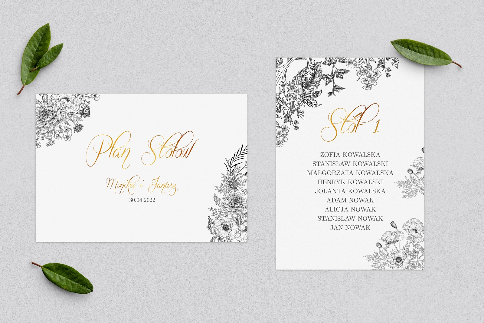 Plan Stołów - Karteczka Adore - Motyw 2