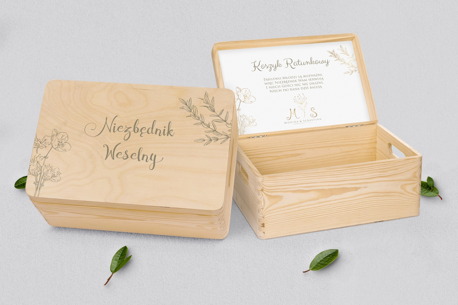 Koszyczek ratunkowy weselny naturalny - Fiori Motyw 3