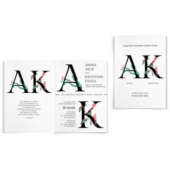 Zaproszenia ślubne Letters - Składane Motyw 1
