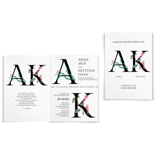 Zaproszenia ślubne Letters - Składane Motyw 1