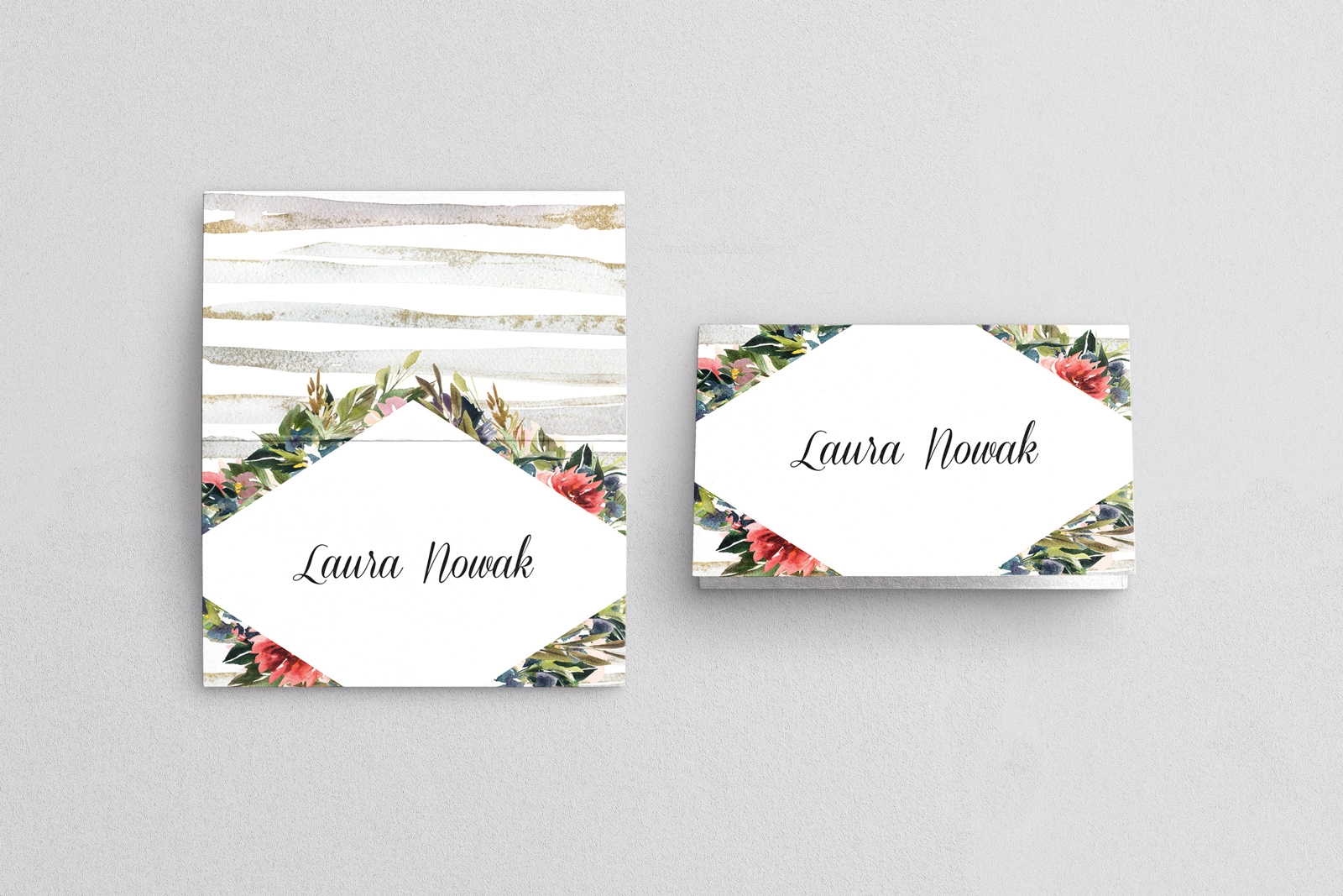 Winietki ślubne składane Akwarelka - Motyw 3