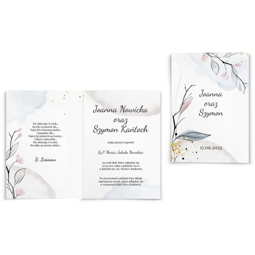 Zaproszenia ślubne Watercolor Wedding - Składane motyw 3