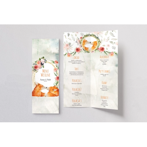 Menu Weselne Animals - Motyw 1