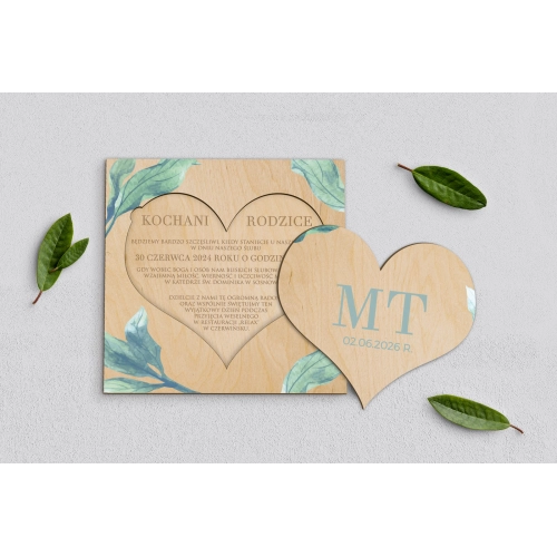 Drewniane Zaproszenie dla Rodziców - Eukaliptus Motyw 3