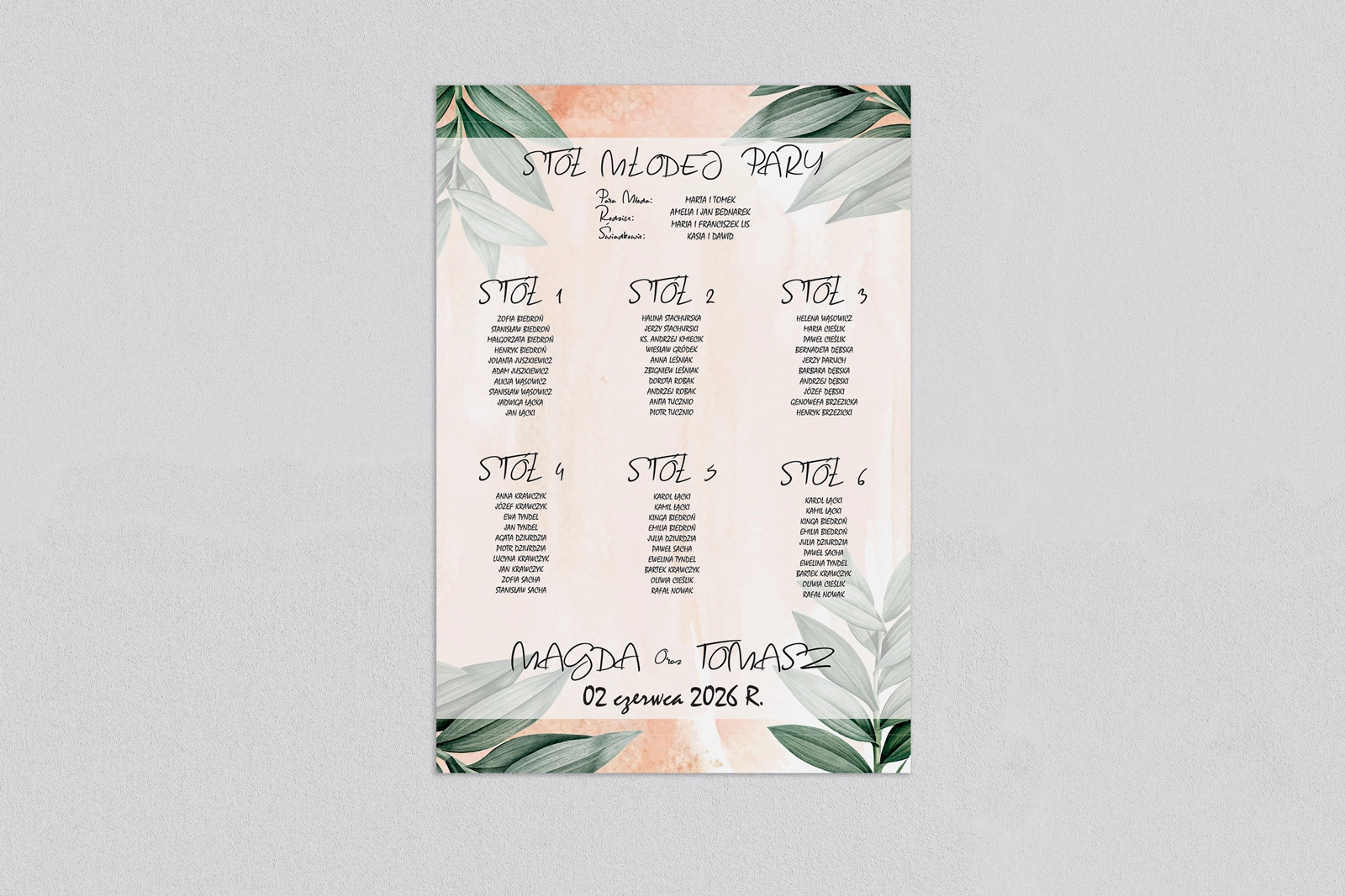 Plan stołów weselnych Mgiełka - Motyw 4