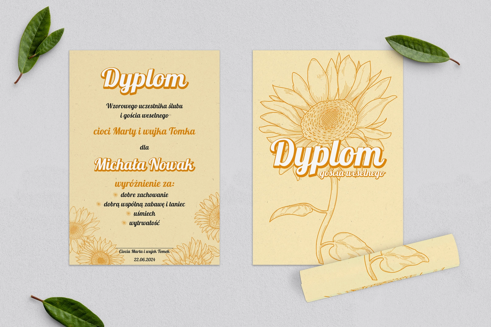 Dyplomy dla Dzieci - Sunflowers Motyw 1