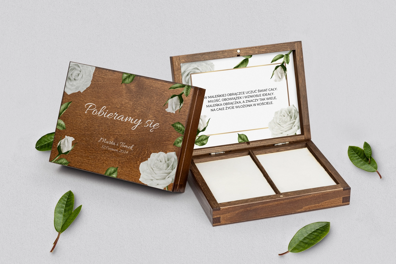 Pudełko na obrączki prostokątne brązowe - Dream Motyw 1