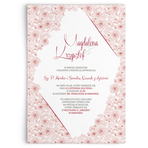 Zaproszenia ślubne Fancy - Motyw Bordowy