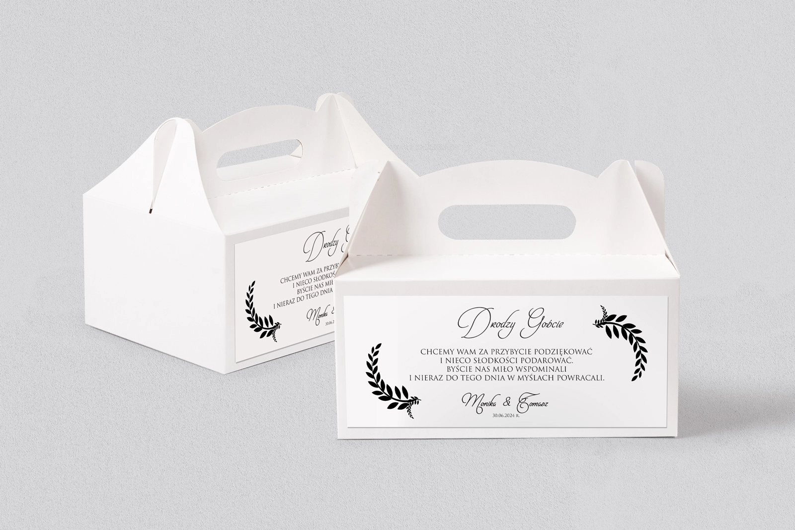 Pudełko na ciasto weselne Biały Czas - Motyw 3