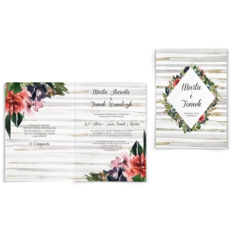 Zaproszenia ślubne Akwarelka - Składane Motyw 3
