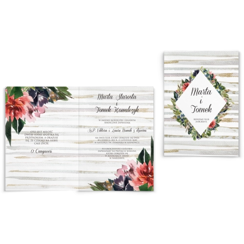 Zaproszenia ślubne Akwarelka - Składane Motyw 3
