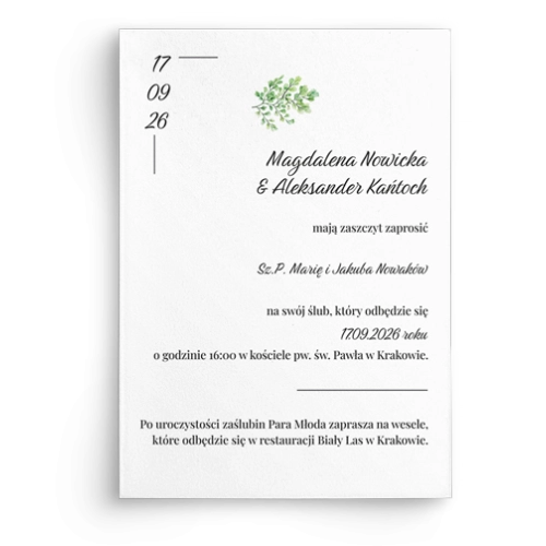 Zaproszenia ślubne Nature - Motyw 3