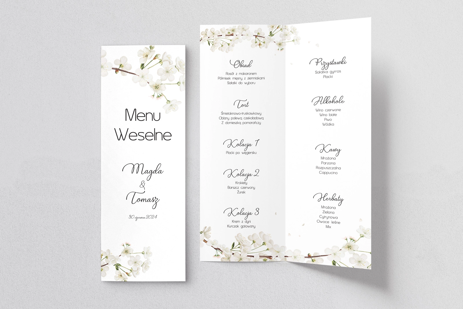 Menu Weselne Biały Czas - Motyw 1