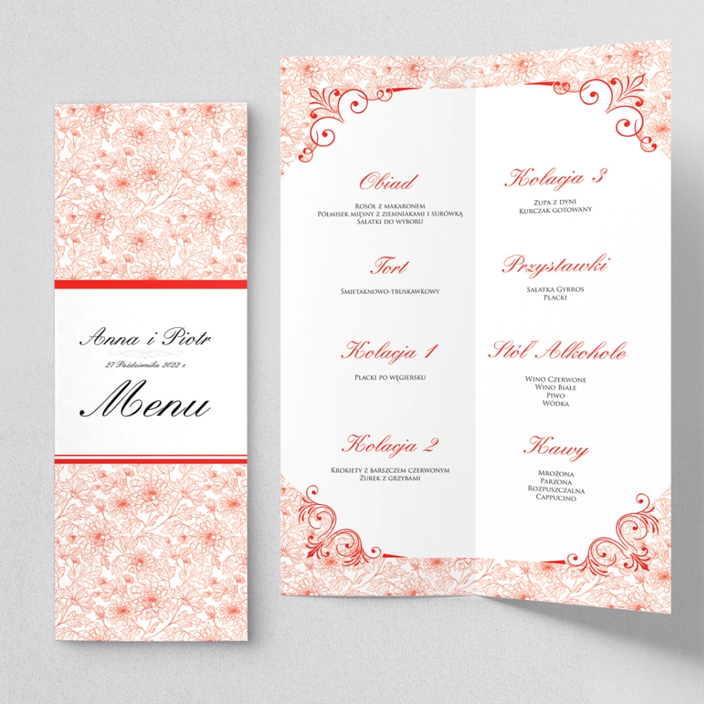 Menu Weselne Ornaments - Motyw 9