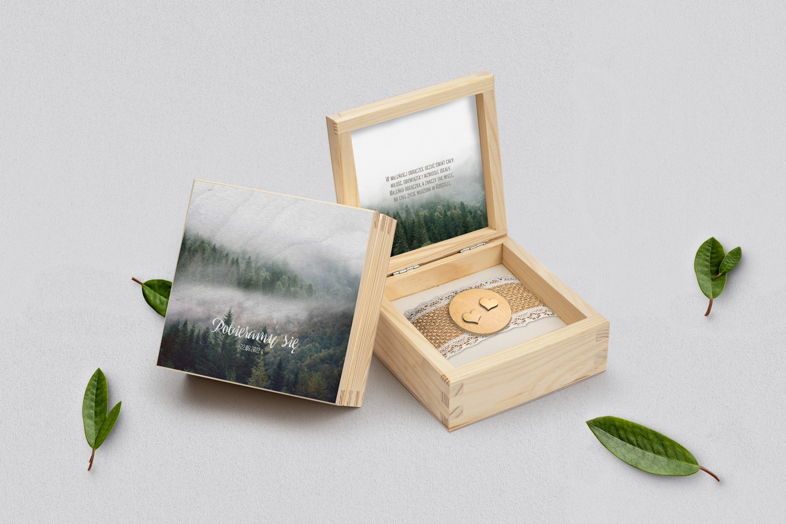 Pudełko na obrączki naturalne - Forest - Motyw 2