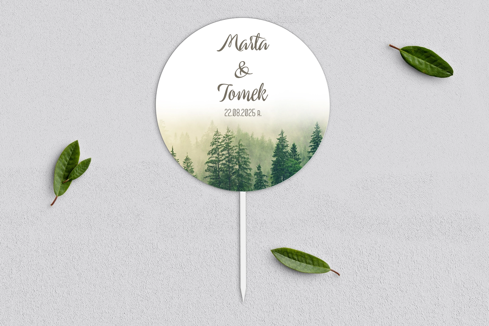 Topper na tort weselny - Forest - Motyw 1