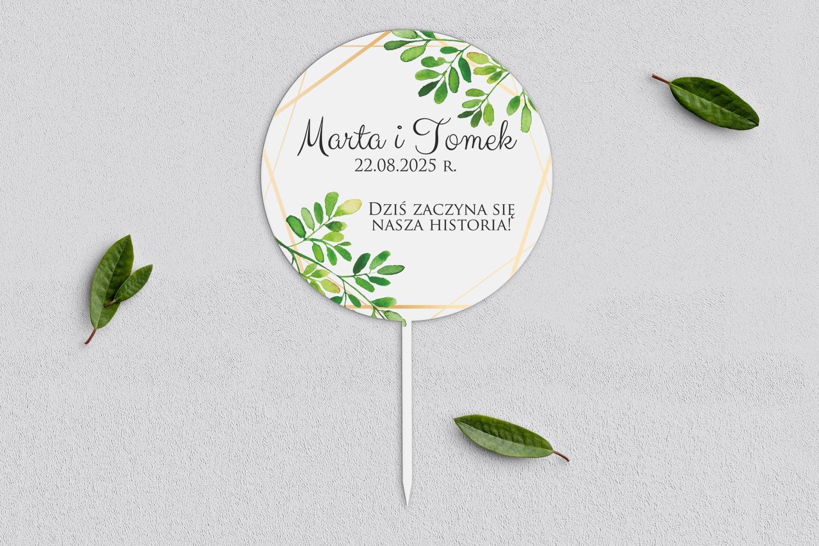 Topper na tort weselny - Flowers & Frame Motyw 3