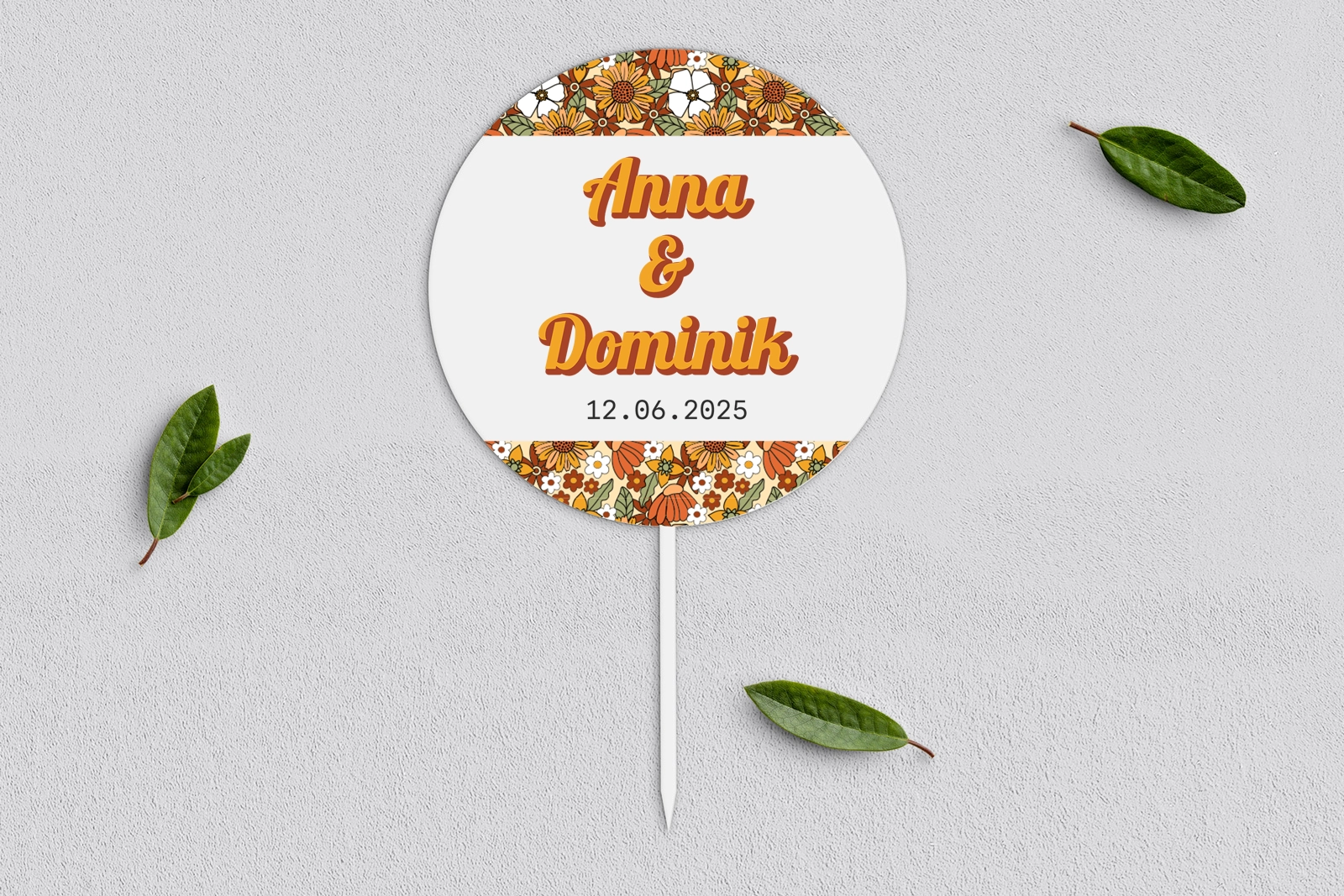 Topper na tort weselny - Retro Style Motyw 1