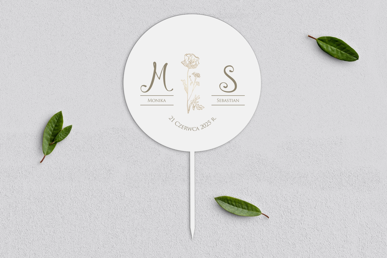 Topper na tort weselny - Fiori Motyw 2