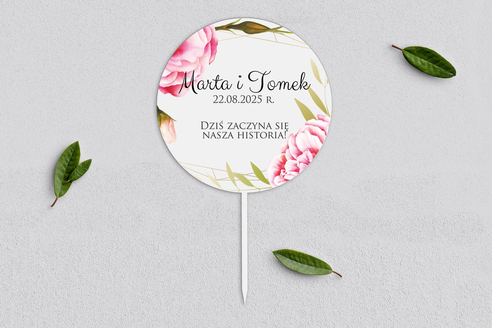 Topper na tort weselny - Flowers & Frame Motyw 5