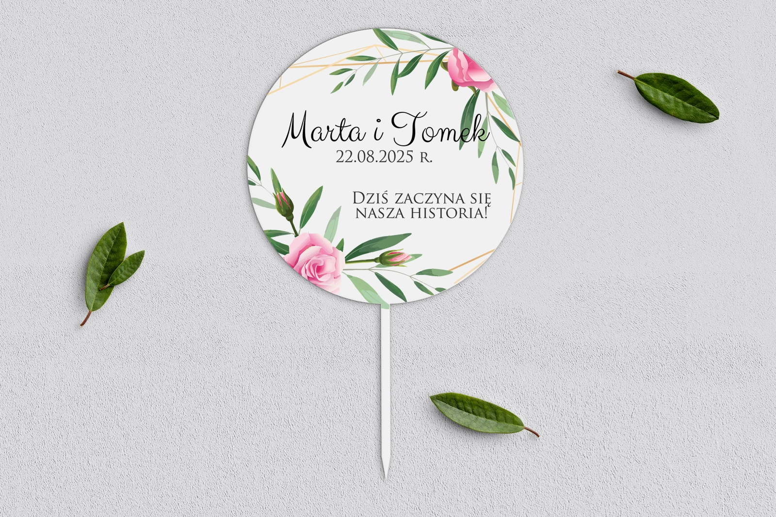 Topper na tort weselny - Flowers & Frame Motyw 4