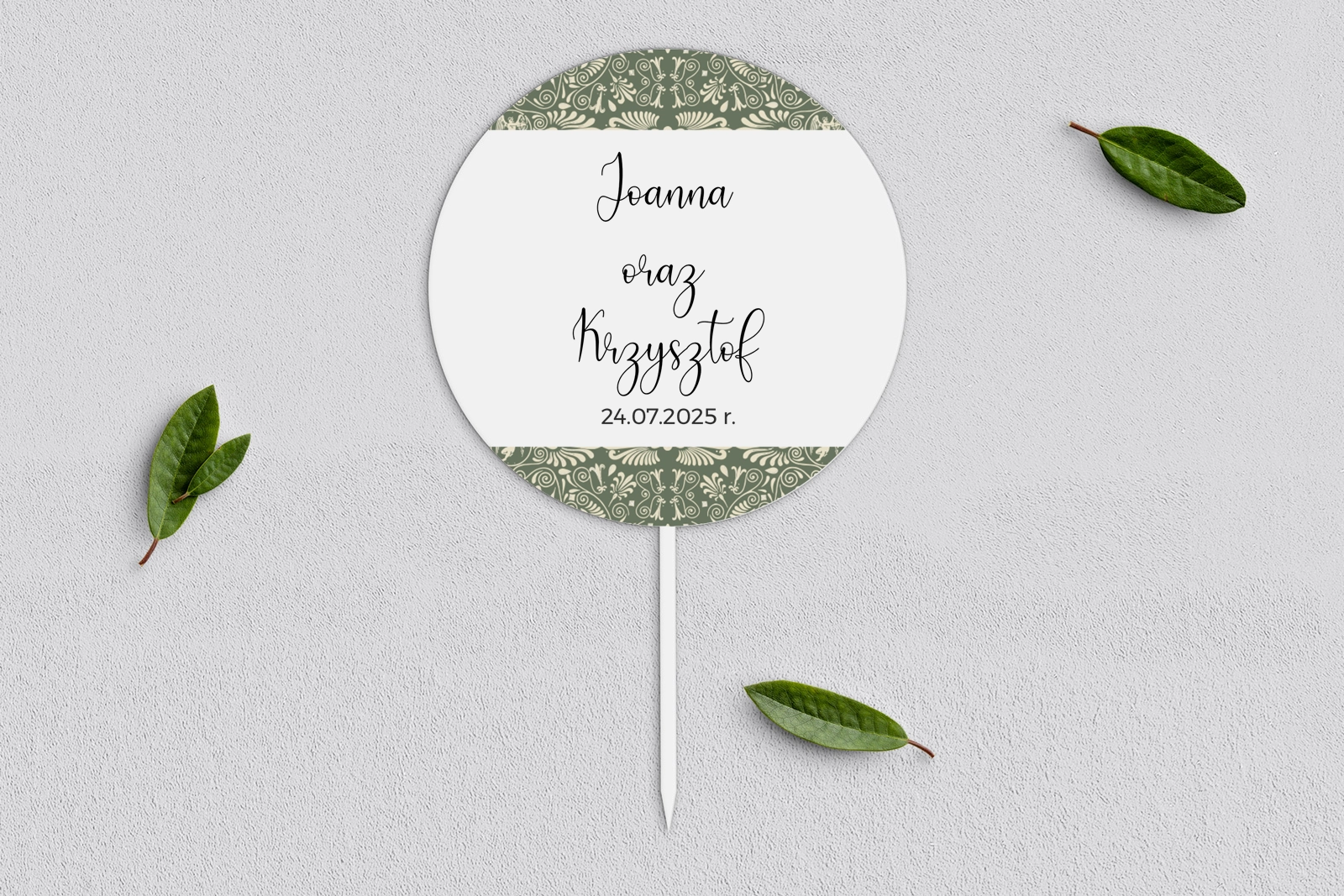 Topper na tort weselny - Vintage Motyw 2