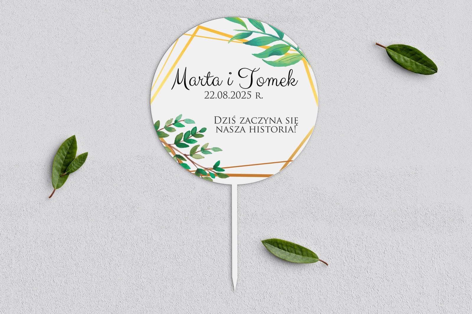 Topper na tort weselny - Flowers & Frame Motyw 2