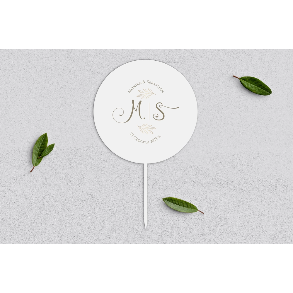 Topper na tort weselny - Fiori Motyw 1