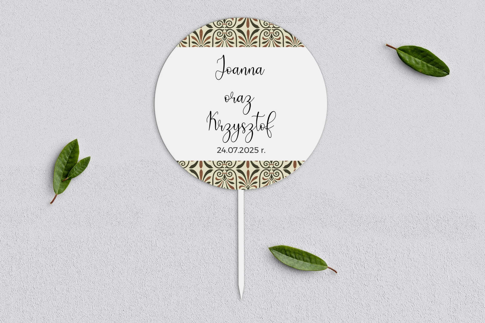 Topper na tort weselny - Vintage Motyw 3