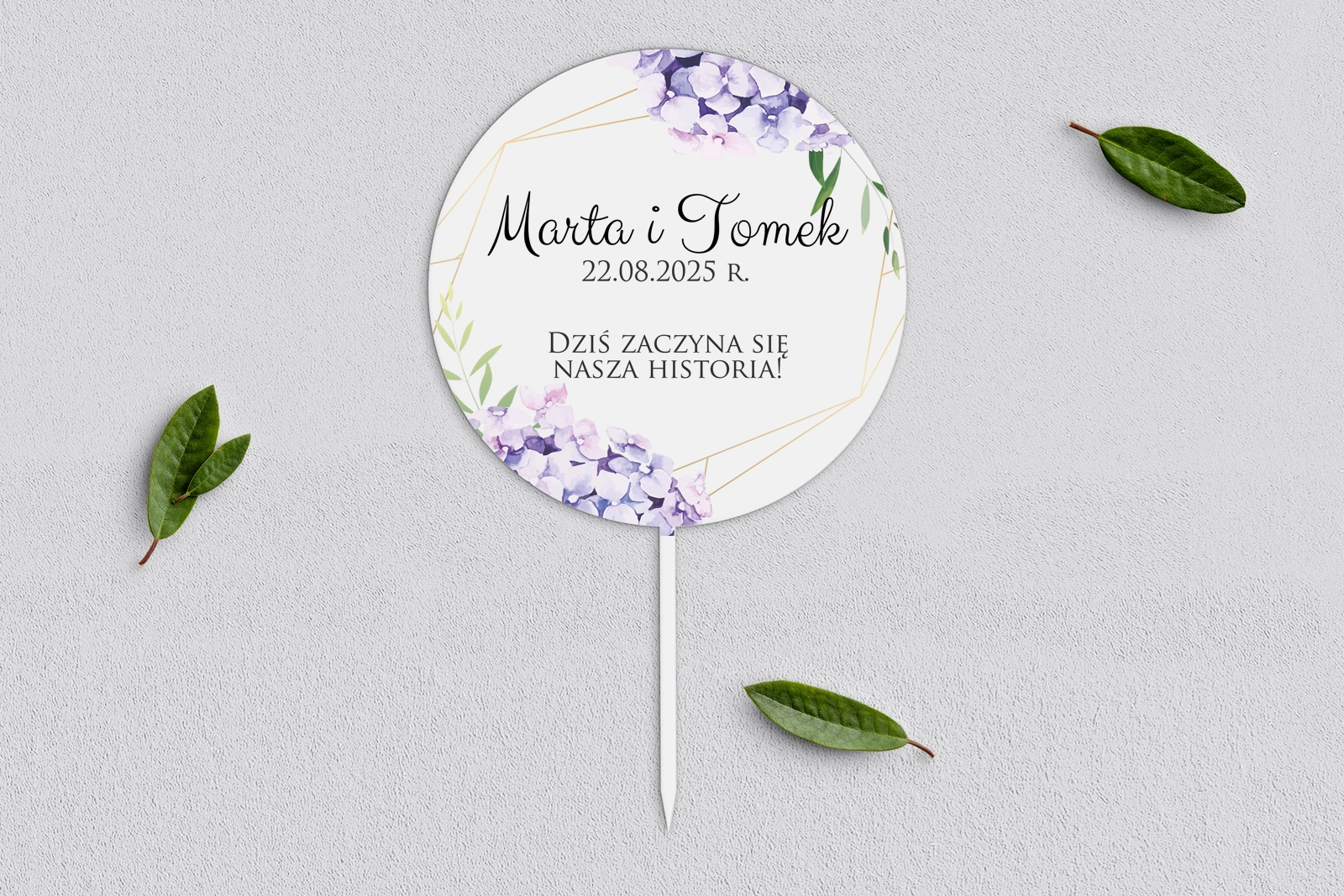 Topper na tort weselny - Flowers & Frame Motyw 1