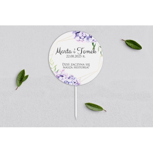 Topper na tort weselny - Flowers & Frame Motyw 1