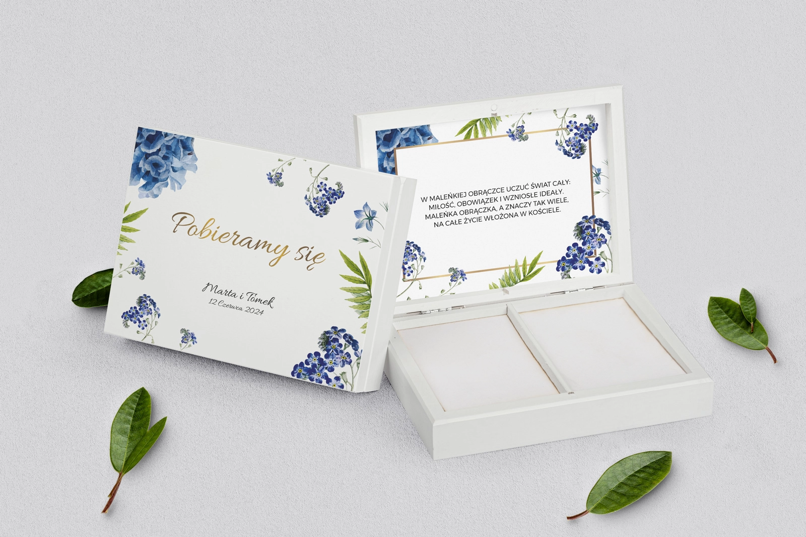 Pudełko na obrączki prostokątne białe - Dream Motyw 4