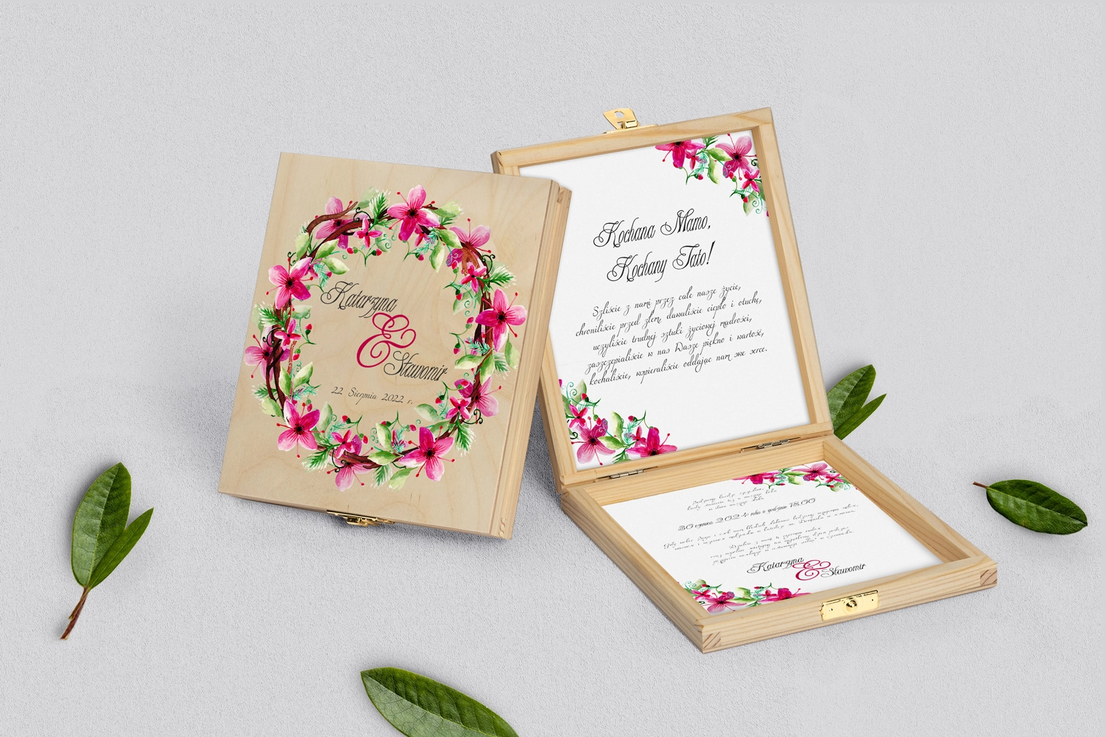 Zaproszenie dla Rodziców - naturalne  Akwarelowe Wianki Motyw 2